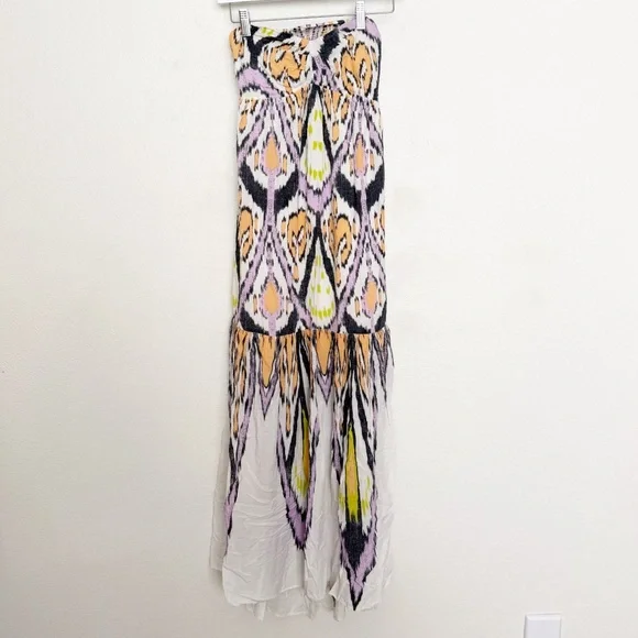 Free People Mojave Aztec Strapless Tie Smocked Open Back Maxi Dress - Picture 3 of 11